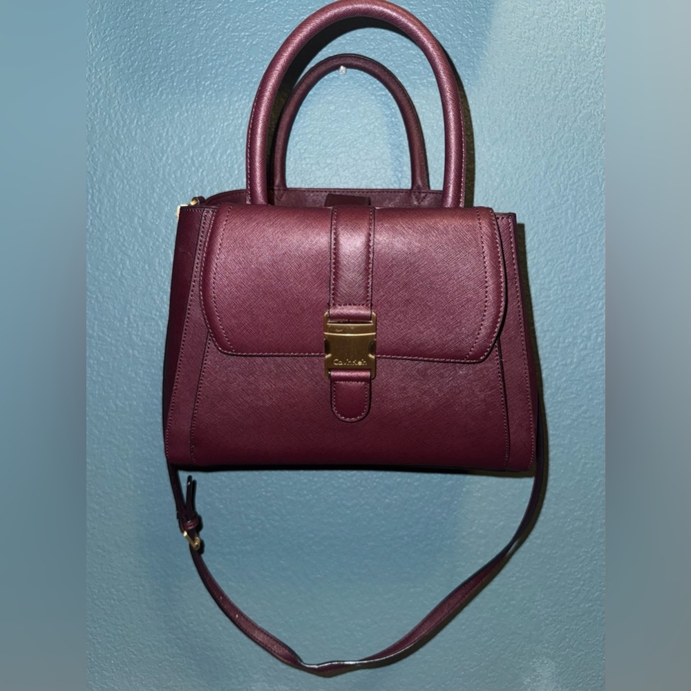 Calvin Klein Burgundy Satchel Crossbody Bag